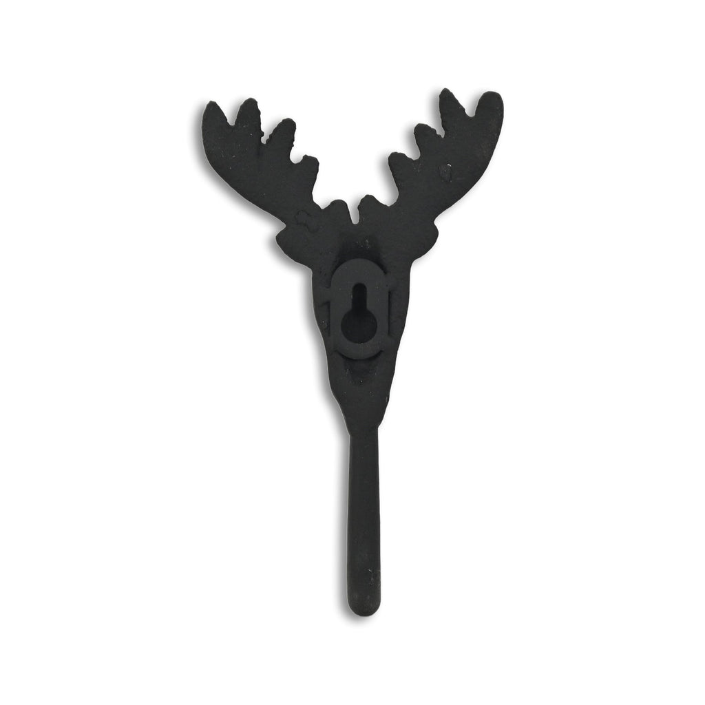 3" Black Cast Iron Deer Stag Wall Hook-4