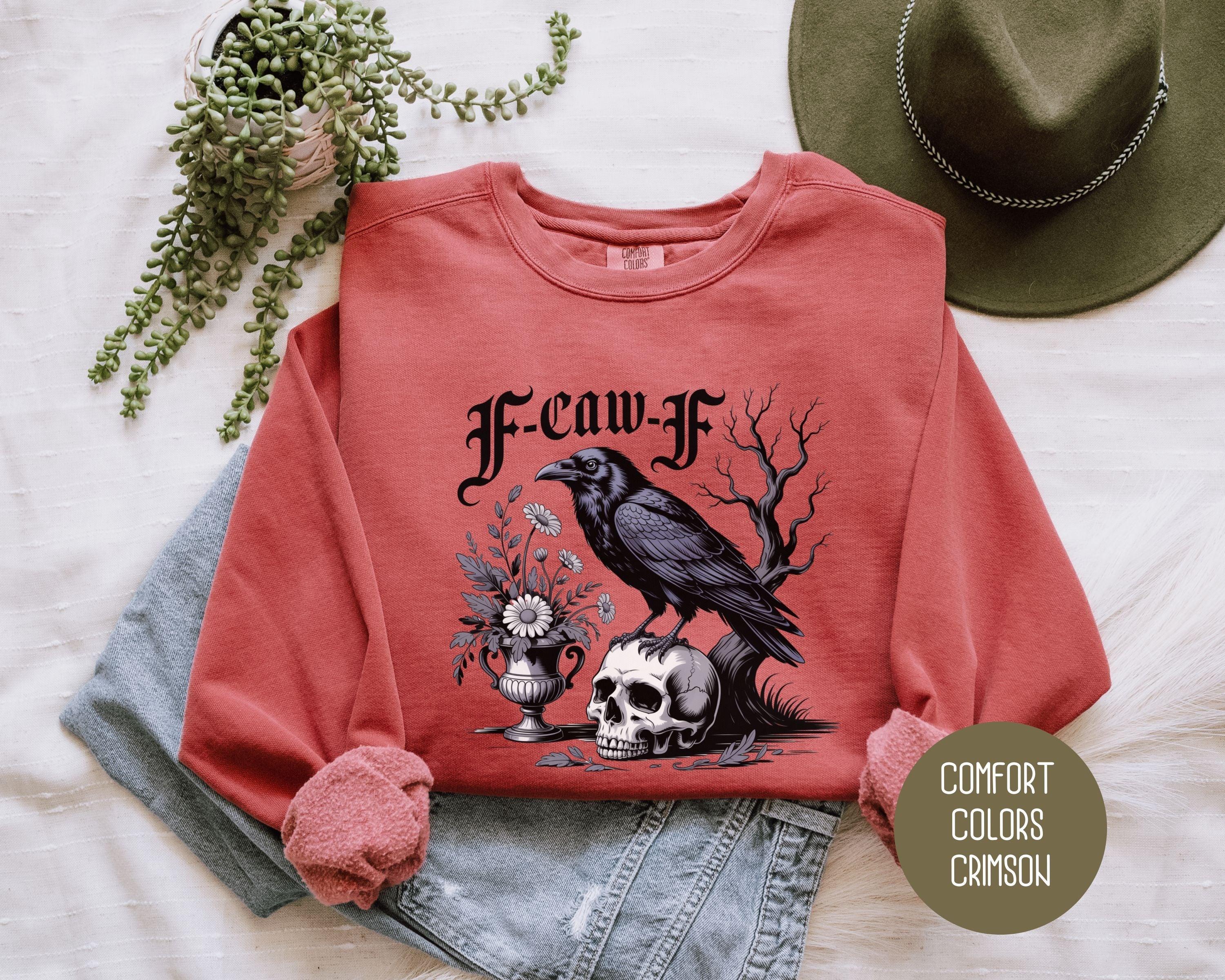 F-Caw-F Black Crow Raven Comfort Colors Sweatshirt-4