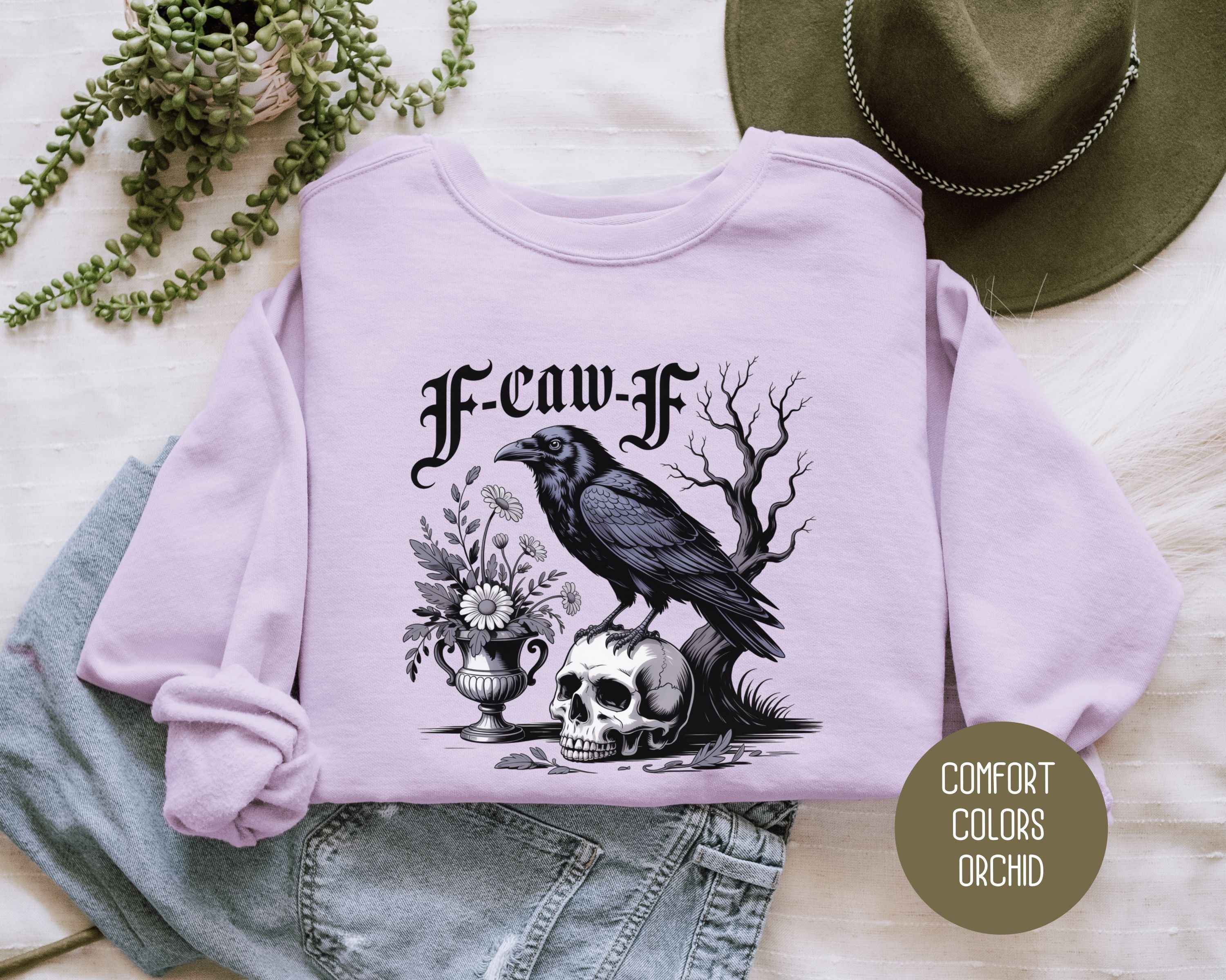 F-Caw-F Black Crow Raven Comfort Colors Sweatshirt-0
