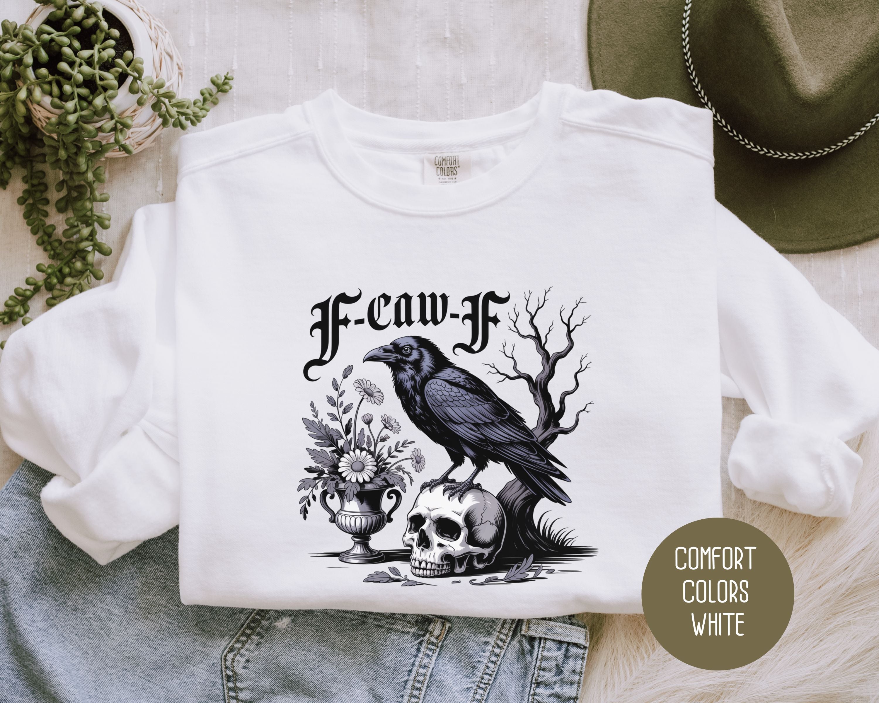 F-Caw-F Black Crow Raven Comfort Colors Sweatshirt-7